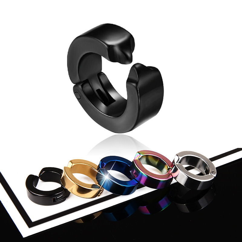 Ear Clip Non Piercing Fake Earrings Women Men Round Earring Fashion Jewelry Street Pop Punk Rock Style