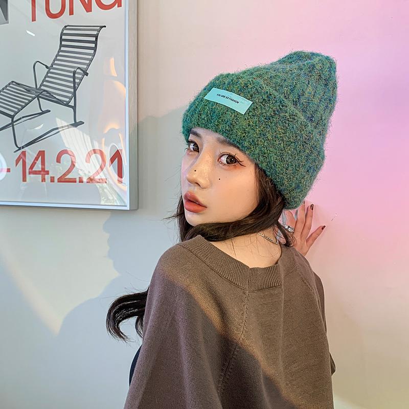 

Beanies Fashion Thick Twist Thread Knitted Hat Mohair Wool Beanie For Women Winter Autumn Female High Quality Flanging Warmth Cap