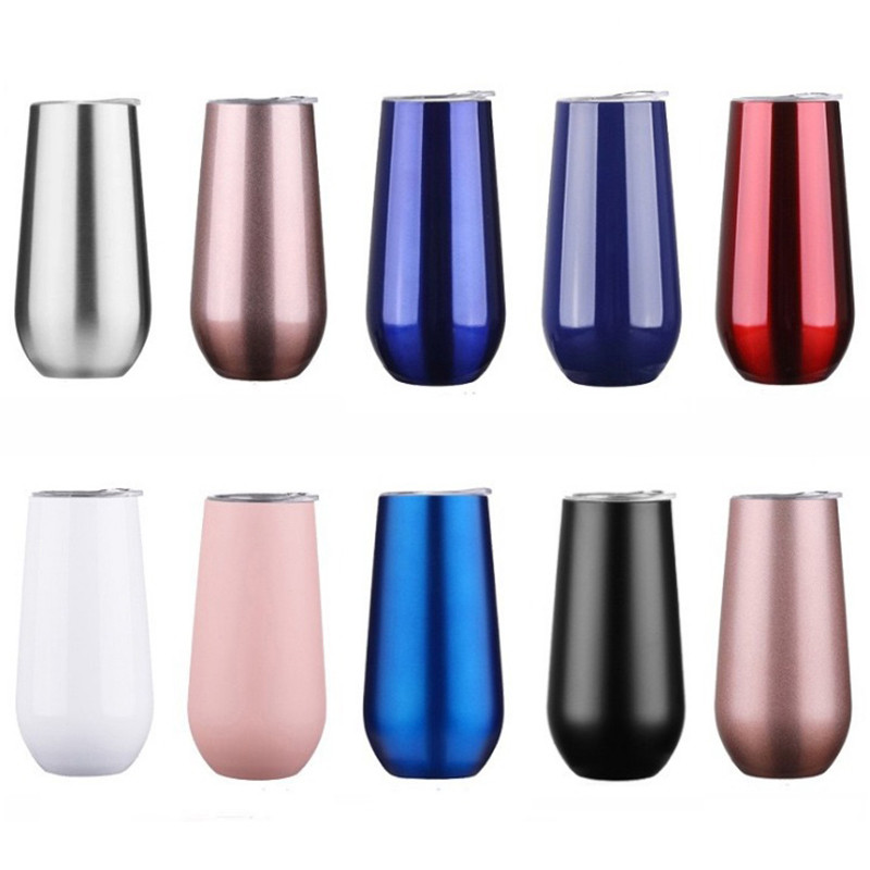 

6oz Mugs Wine Tumbler 12 Colors Insulated Vaccum Cup Stainless Steel Glass Water Beer Mug dysoon sell, Customize
