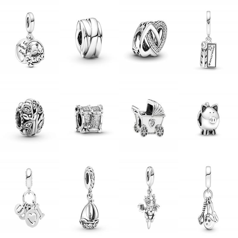 

New 925 Sterling Silver charm backpack Heart Dangle Charm cat pendant Fit Pandora Bracelet for women gift