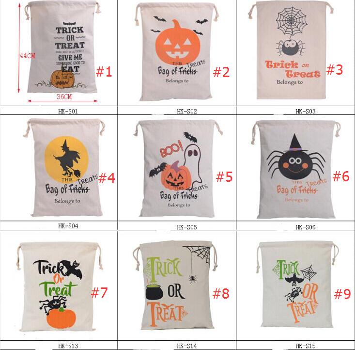 

2021 new Halloween Candy Bag Gift Sack Treat or Trick Pumpkin Printed Canvas Bags Hallowmas Christmas Party Festival Drawstring Bag