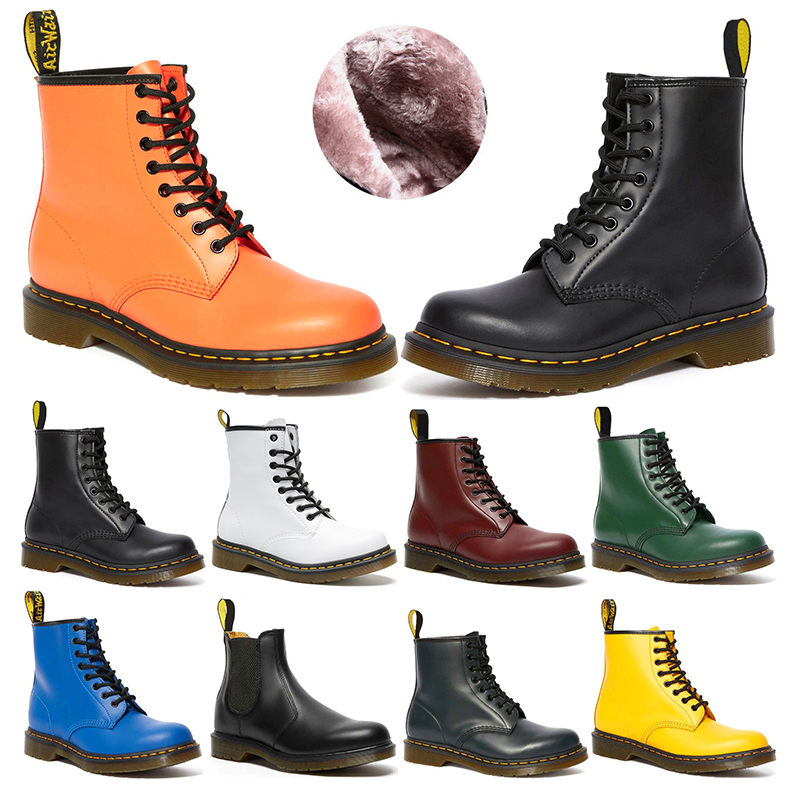 

mens womens dr martin boots Luxurys designer 1460 Black white Cherry Red Green Navy bule orange fashion martins Smooth Leather lace Boot winter shoes size 35-48