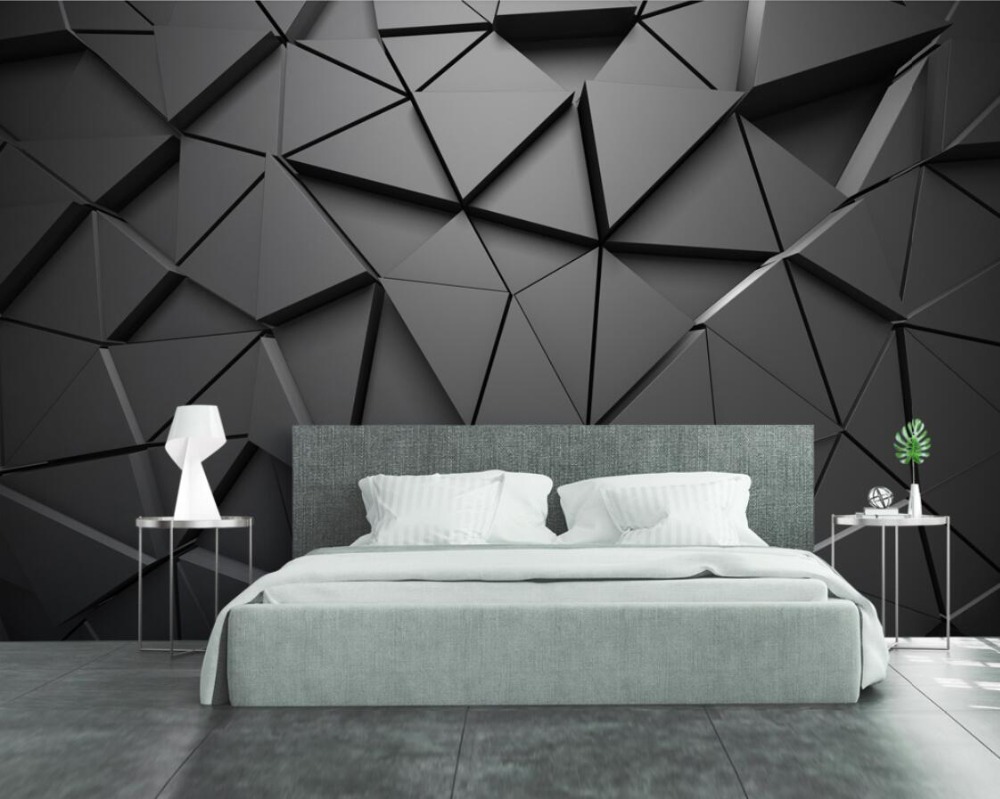 

papel de parede Custom wallpaper fashion 3d photo mural stereo geometric abstract gray triangles background wallpaper, Grey