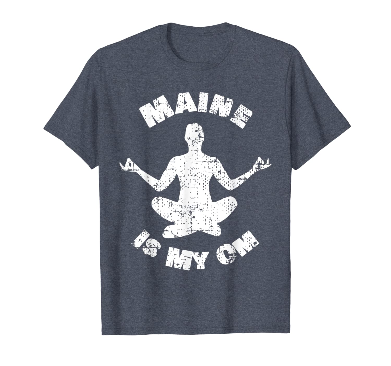 

maine is my om yoga distressed trending t- shirt, White;black