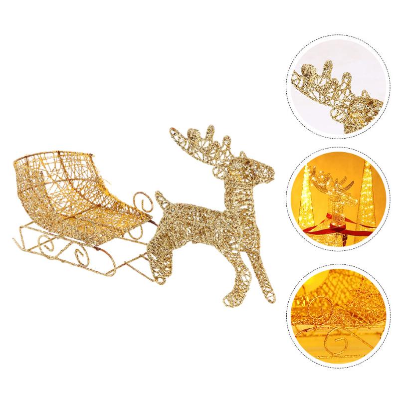 

Christmas Decorations 1Pc Novel Desktop Adornment Sleigh Car Iron Decoration Prop (Golden)