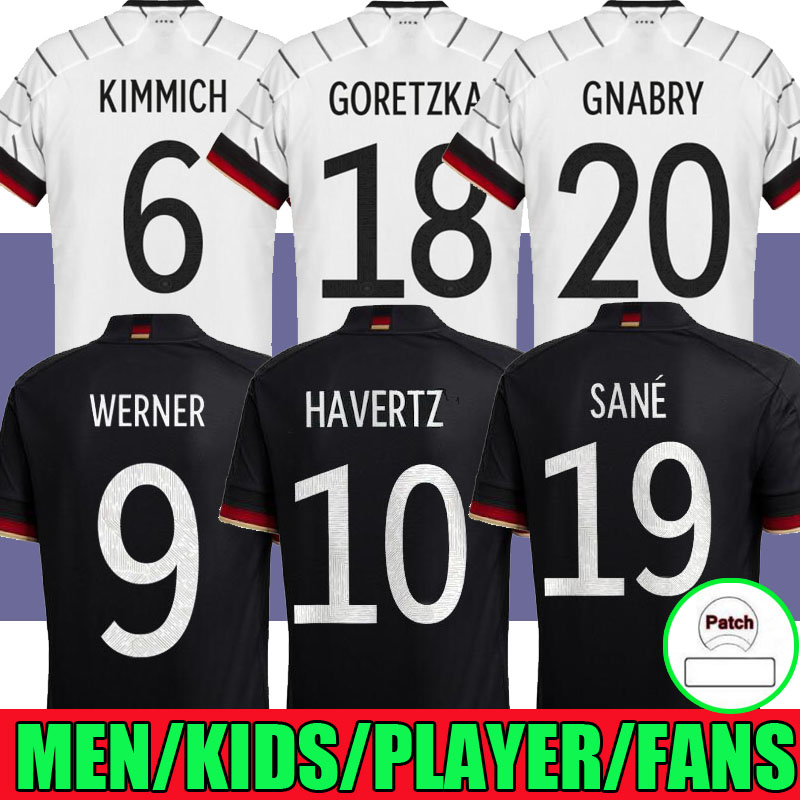 

2021 Germany Soccer Jerseys 2022 HAVERTZ REUS GNABRY WERNER KROOS 20 21 KIMMICH Goretzka maillot de foot football Sane DFB TRIKOT TAH Gundogan MEN + KIDS Player version, Away with patch