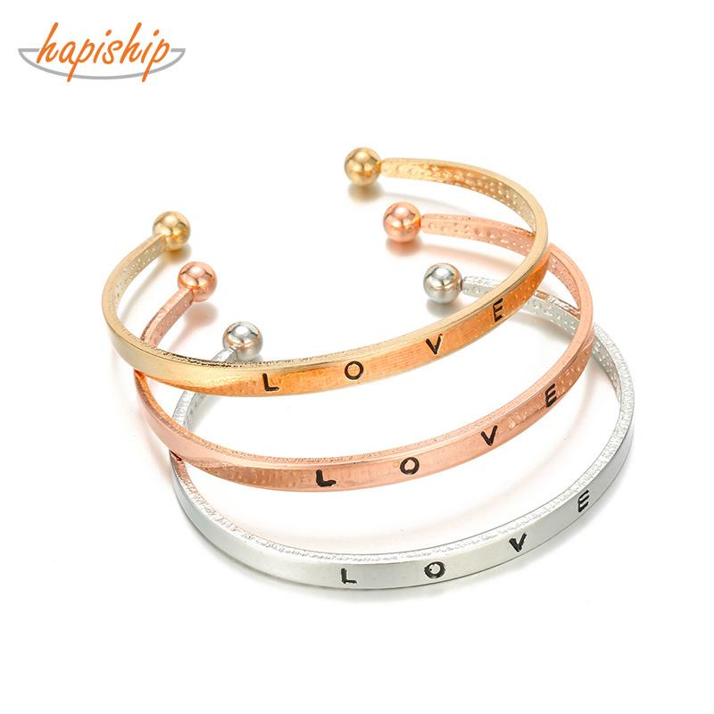 

Bangle Hapiship 2021 Fashion 3 Color Alloy Tone Love Words For Women Jewelry Wholesale RDR