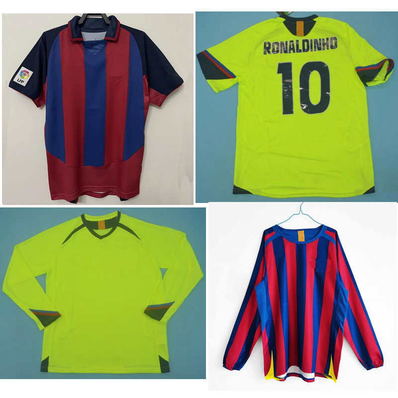 

Top 03 04 05 06 RONALDINHO Retro Jerseys barcelonas XAVI Classic Vintage 2005 2006 MESSI Soccer jersey LARSSON football shirt PUYOL maillot de foot, Barcelona0304home