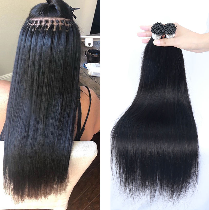 

Unprocessed Straight Brazilian Human Hair Extensions I Tip Stick 1g/strand 8inch-30inch For Women