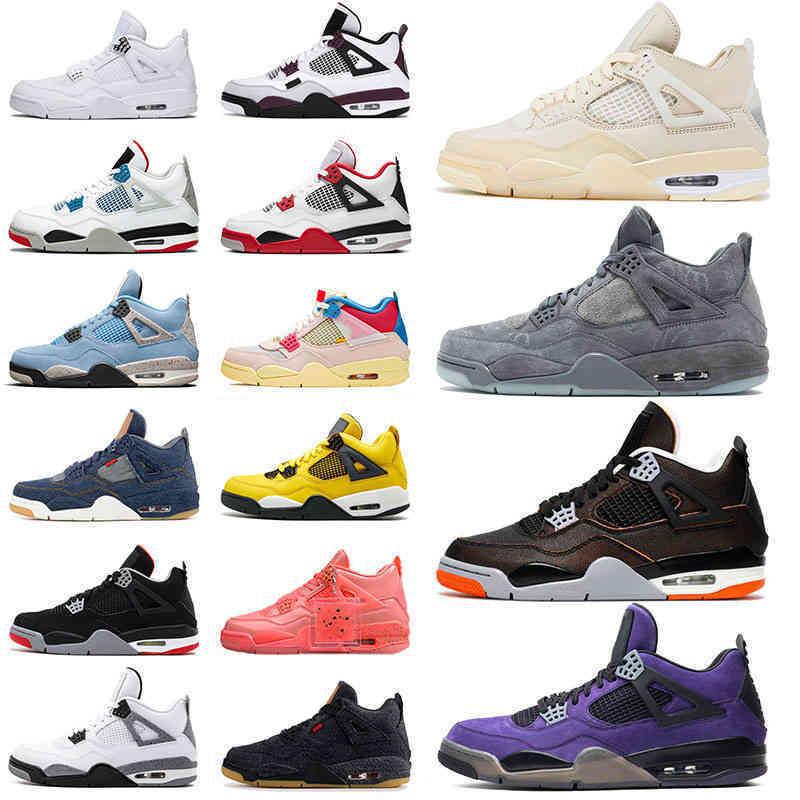

2021 Original Jumpman 4s Mens Womens Basketball Shoes IV Sail Travis Purple Union University Blue Cactus Jack Sneakers Non-Slip Topshop999, B2 new bred 36-47