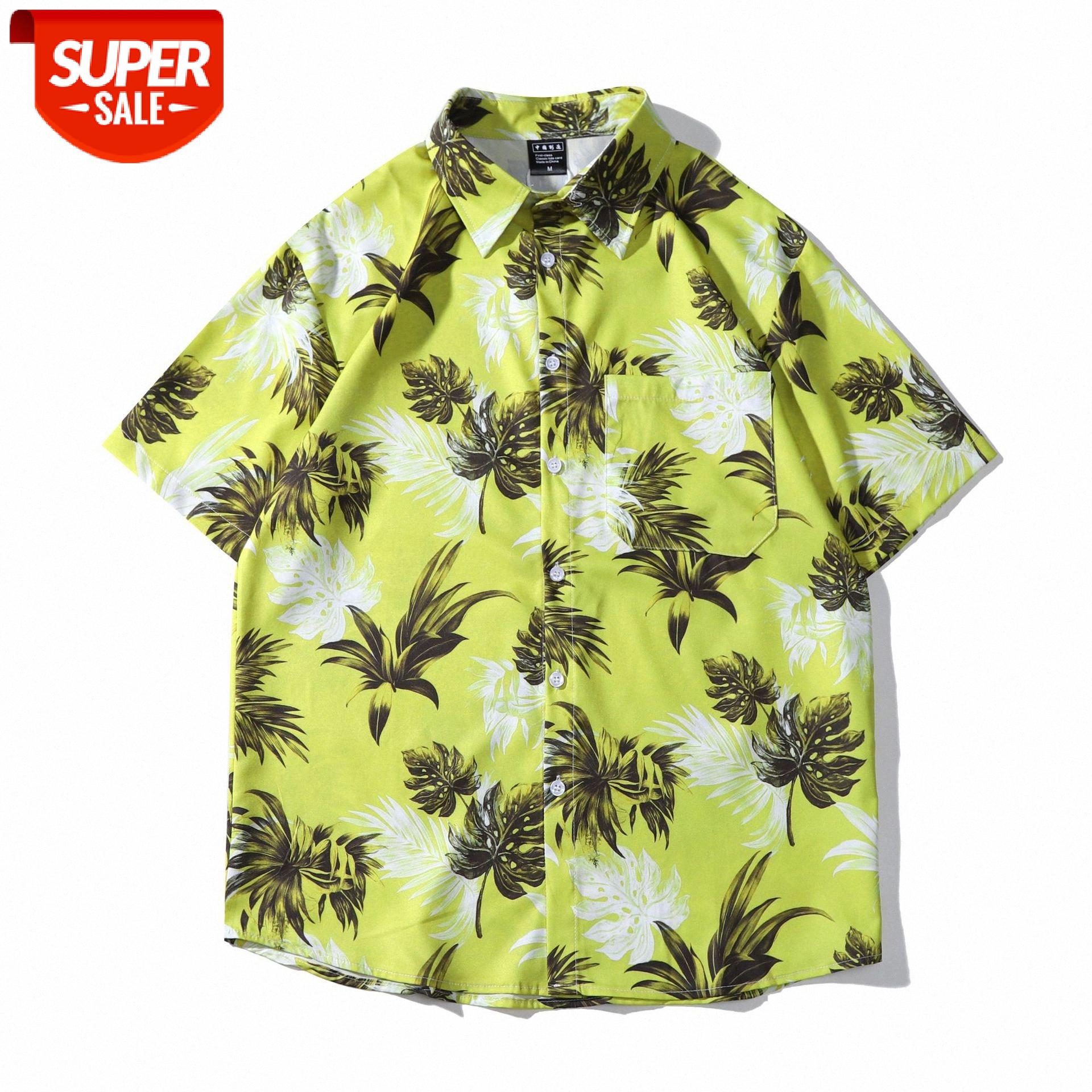 

Flower shirt short-sleeved men's port style casual loose printing thin flow Weiyi inch half sleeve #SM14, White;black
