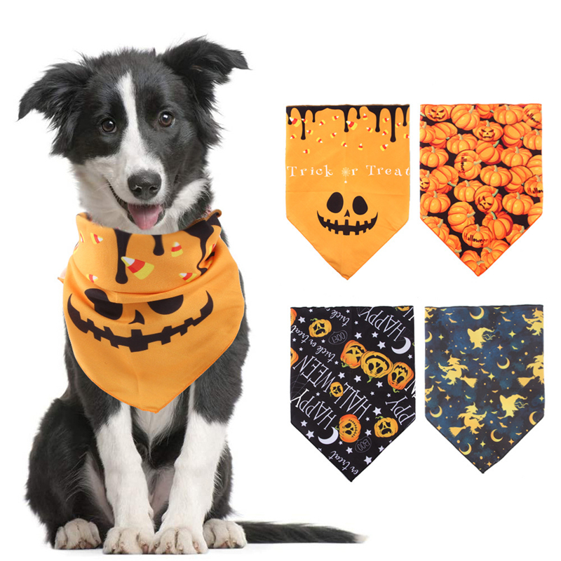 

Pumpkin Triangle Scarf Cat Costumes Halloween Fashion Wizard Letter Dog Bibs Festival Dress Up Kitty Scarf