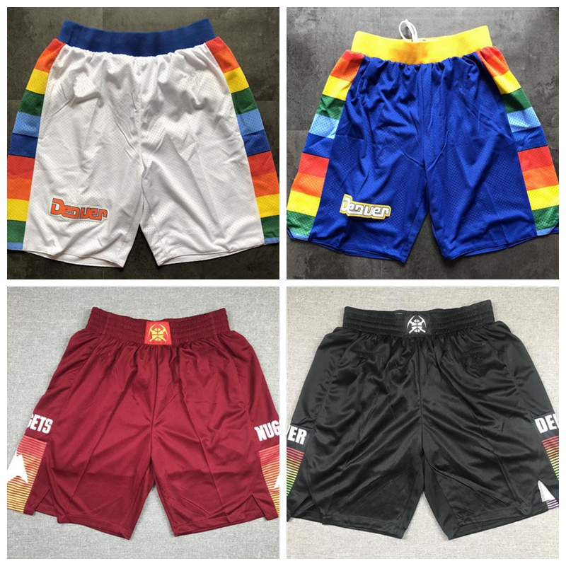 

basketball shorts Denver Nuggets Swingman sews embroidered men shorts, Black