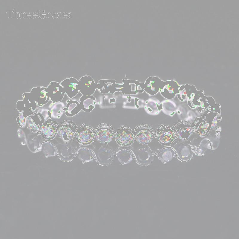 

Link, Chain ThreeGraces Fashion Mystic Multi-Color Cubic Zirconia Crystal S Letter Strand Bracelets And Bangles For Women CZ Jewelry BR029, Black