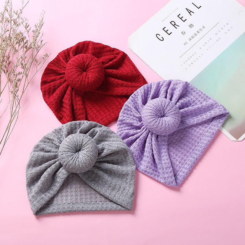 

Caps & Hats Baby Girl Hat Knitting Cap For Child Beanie Kids Waffle Winter Donut Born Props Hair Accessories Lovely