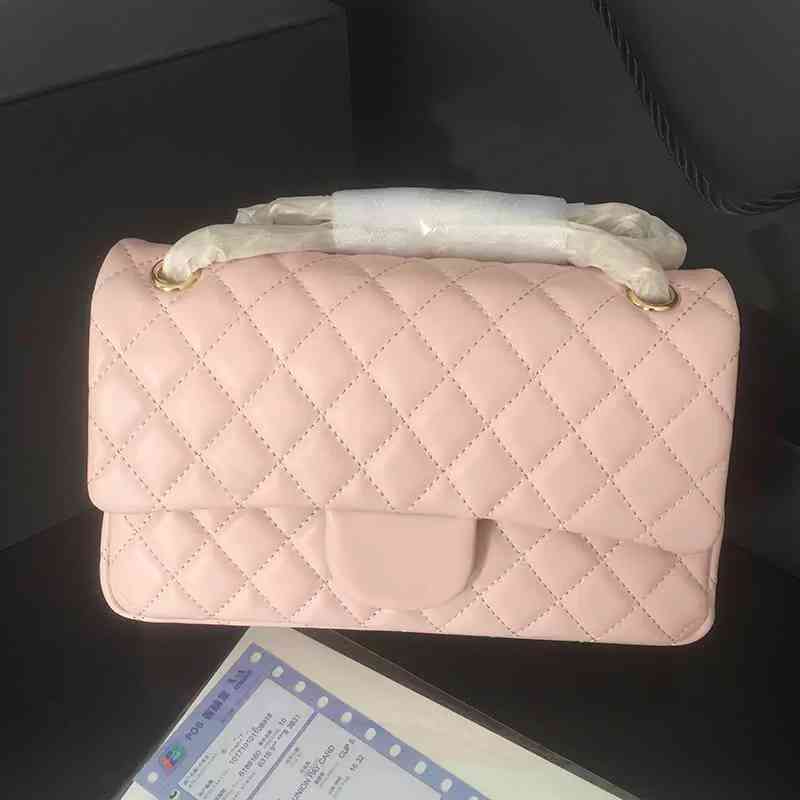 

5A++designers handbags brand luxury Bags 2021 leather gold chain crossbody clutch 25cm black wallet skin lamb shoulder purse pink flap{category}, Red