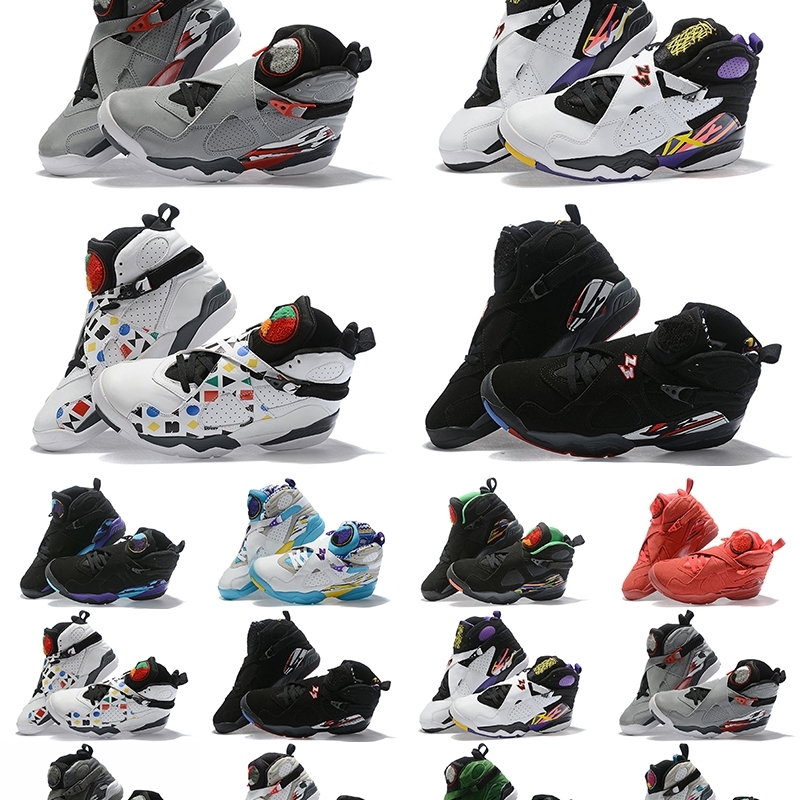 

Mens basketball shoes 8s Multi Color Snowflake Aqua South Beach Three Peat Tinker Chrome Playoffs 8 men trainers sports sneakers