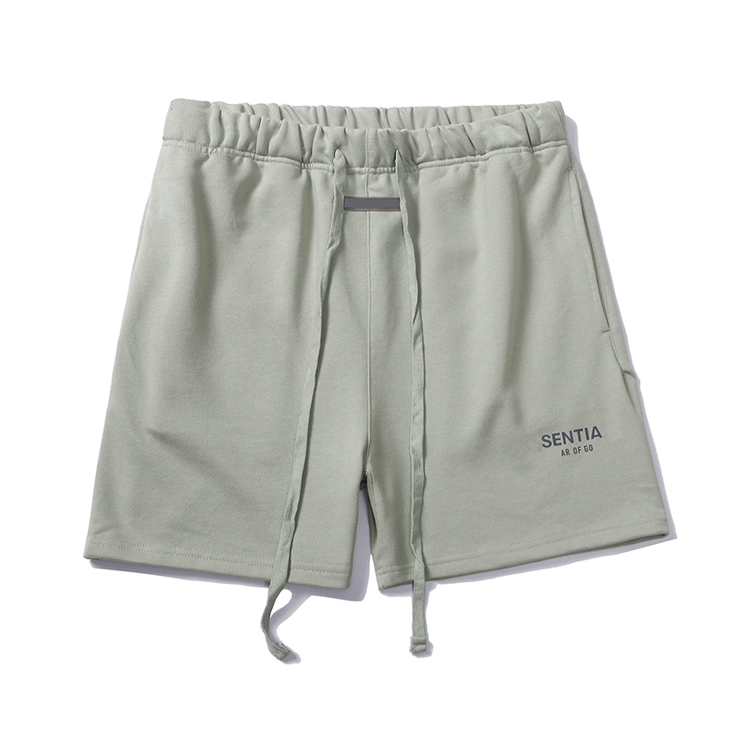 

Spring Summer Europe Reflective Terry Shorts Matcha Green Women Men skateboard High Street Running Middle Pants Jogging Short Sweatpants, White;black