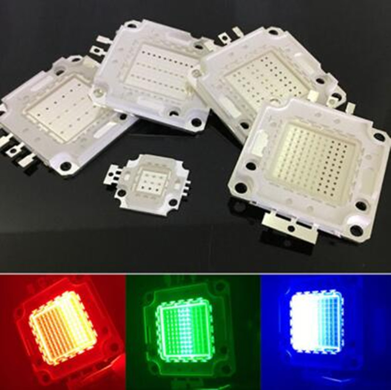

10W/20W/30W/50W/100W LED RGB cob High Power Lamp bulbs bead colorful Red Green Blue light Chips 3pcs