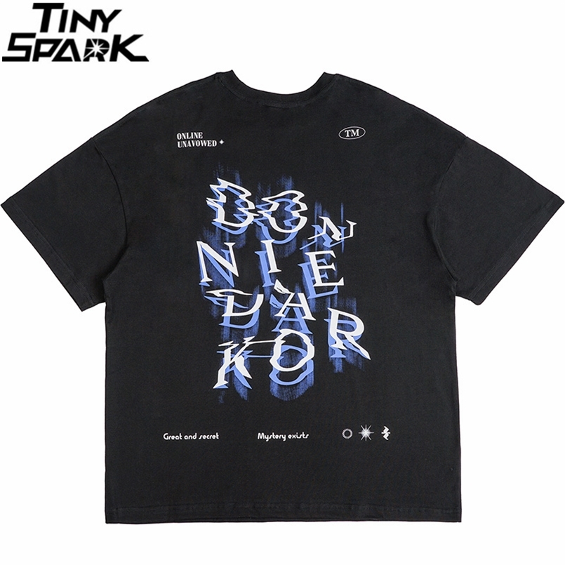 

Men Illusion Letter Print Tshirt Hip Hop Streetwear Harajuku Cotton T Shirt Summer Short Sleeve T- Loose Casual 210707, A1702168 black