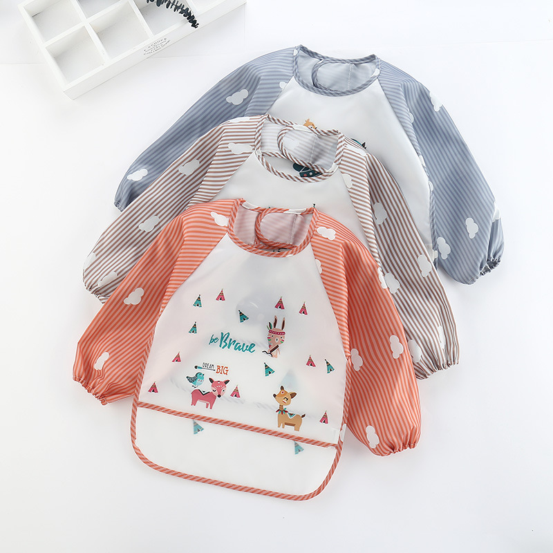 

Baby Toddler Bib Overall Waterproof animal Print Girl Boy Burp Cloths Long Sleeve Cartoon Kids Feeding Smock Apron Eating Coverall Clothes Z5354