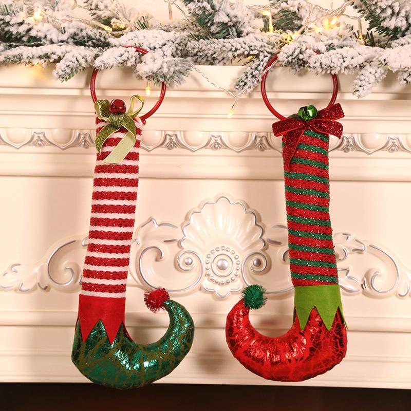 

Christmas Decorations Elf Feet Hanging Hoops Door Knockers Year Decoration For Home Navidad Decor