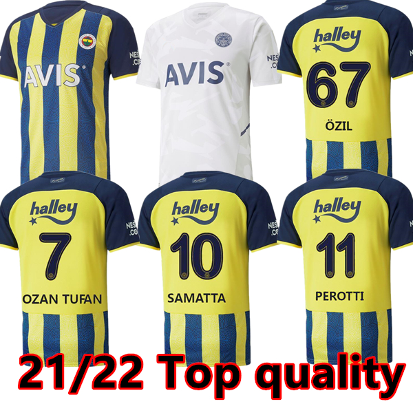 

21 22 Fenerbahce soccer jerseys 2021 2022 CAMISETAS DE FÚTBOL home Mesut Özil Ozan Tufan Perotti Samatta Camiseta football shirts uniform, Black;yellow