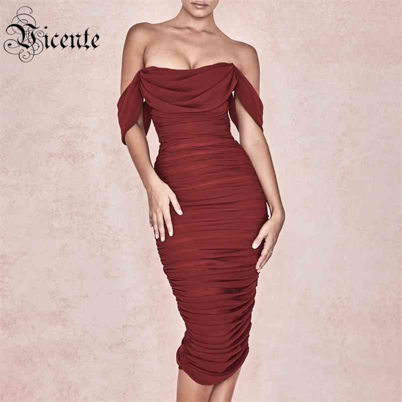

Trendy Draped Sexy Off The Shoulder Short Sleeves Wholesale Celebrity Party Club Satin Dress 210520, Burgundy