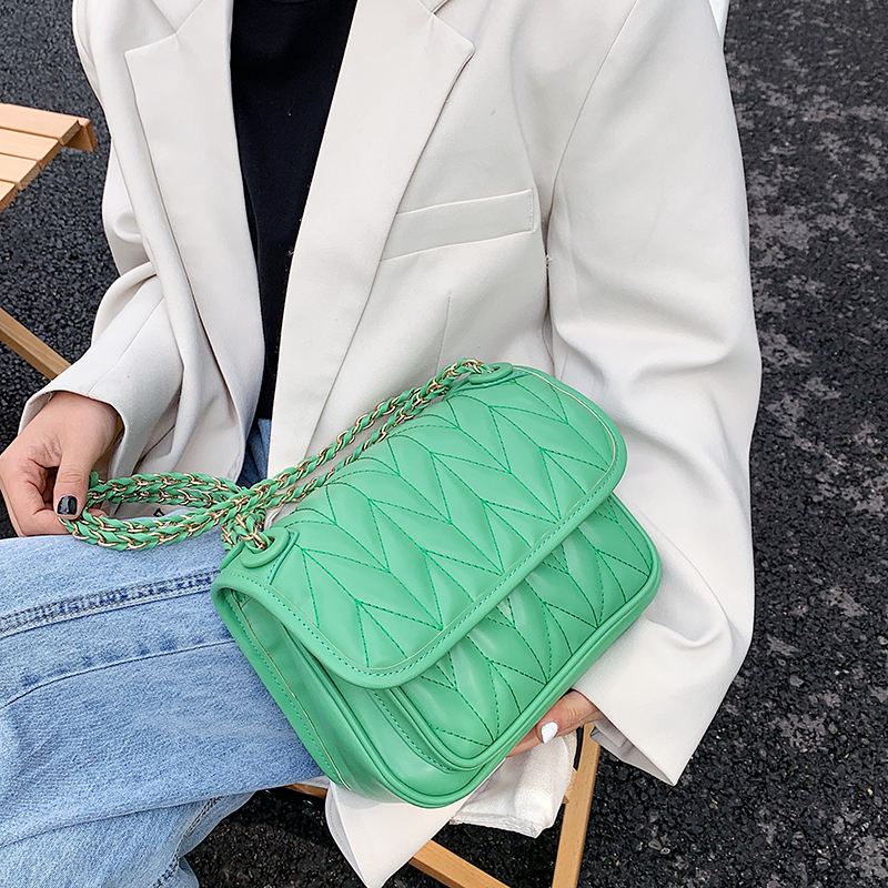 

Crossbody Bags Summer Green Small PU Leather For Women 2021 Trend Lady Chain Branded Trending Shoulder Handbags Designer