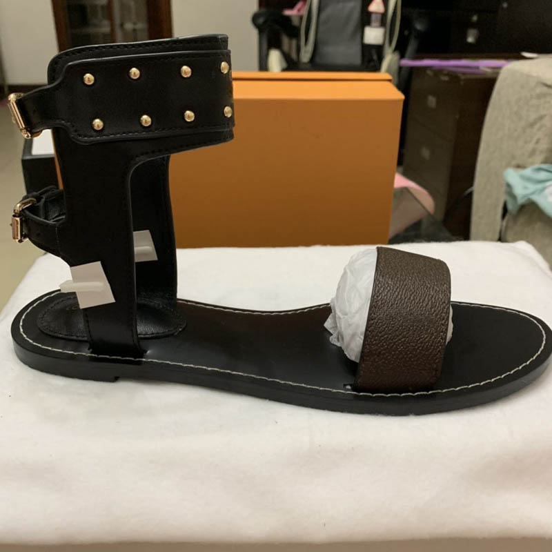

new Women Newest Rivets Popular Leather Sandal Flat Shoes Canvas Plain Casual Party Sandal size;35-46, Black