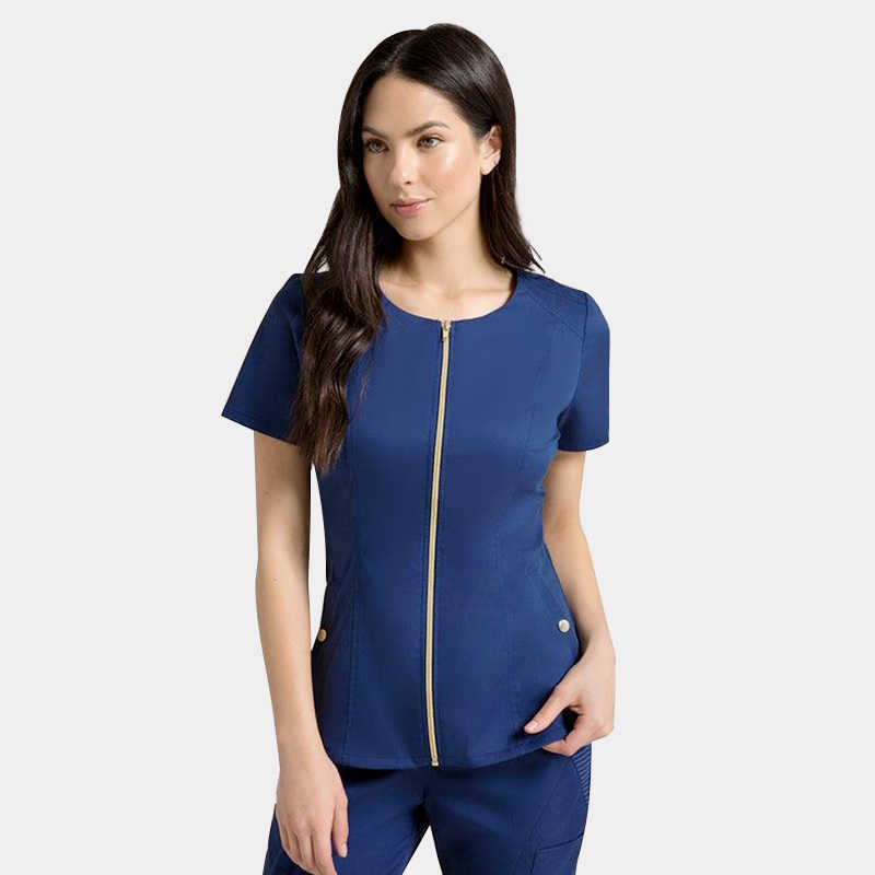 

Beauty Salon Work Uniforms For Women Short Sleeve Spa Working Wear Hospital Nurse Scrubs Zipper Uniform Suits Y0625, Black