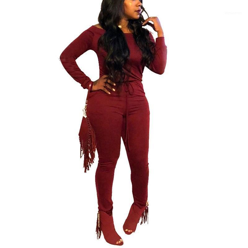 

Women' Jumpsuits & Rompers Red Jumpsuit Playsuits Women Bodysuit Fashion Long Sleeve High Waist Womens Overall Romper Skinny, Lm9029