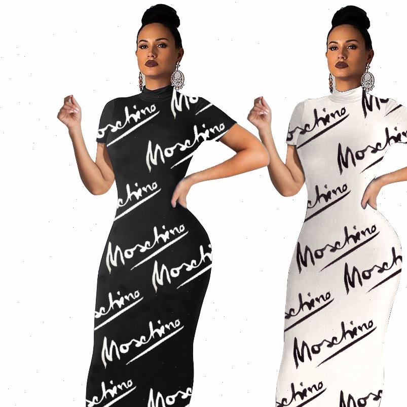 

Solid Color Women Dress Fashion Letter Printting Round Neck Short Sleeve Maxi Office Lady Casual Clothes, Black;gray