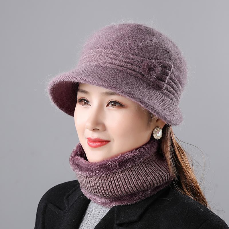 

Beanies Women Winter Hat Outdoor Windproof Thick Warm Knitted Scarf Set Add Fur Lined For Casual Wool Blend Bucket