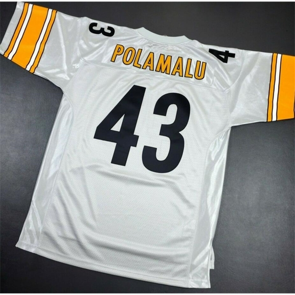 

001rare Football Jersey Men Youth women Vintage Troy Polamalu Mitchell Ness 05 JERSEYS Size S-5XL custom any name or number, White youth s-xl