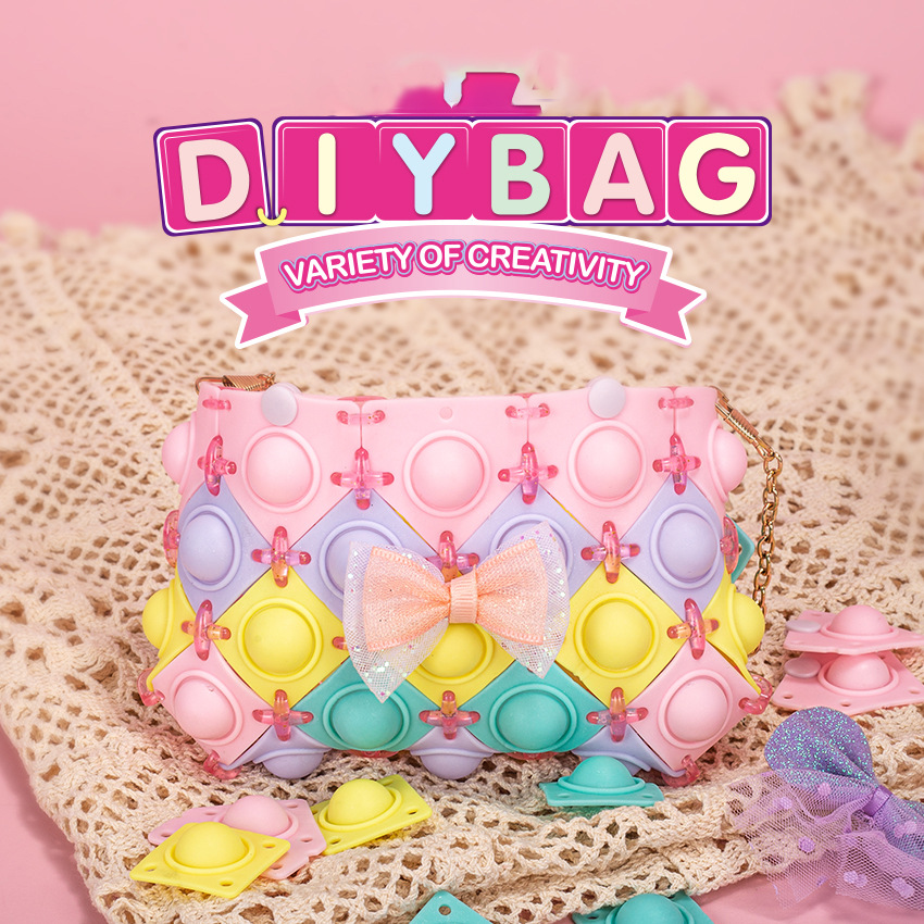 

2022 Fidget Toys New DIY hand assembled soft rubber bubble music change oblique cross bag handbag decompression Toy Puzzle changeable shape