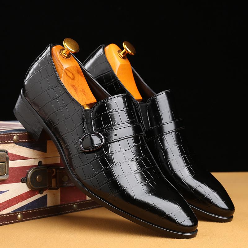 

Black Men Suit Shoes Party Men's Dress Italian Leather Zapatos Hombre Formal Office Sapato Social Masculino, Brown