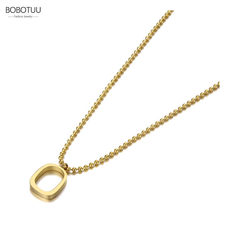 

Pendant Necklaces BOBOTUU Original Design Titanium Stainless Steel Charm Fashion Bohemia Geometric Necklace For Women BN20268, Silver