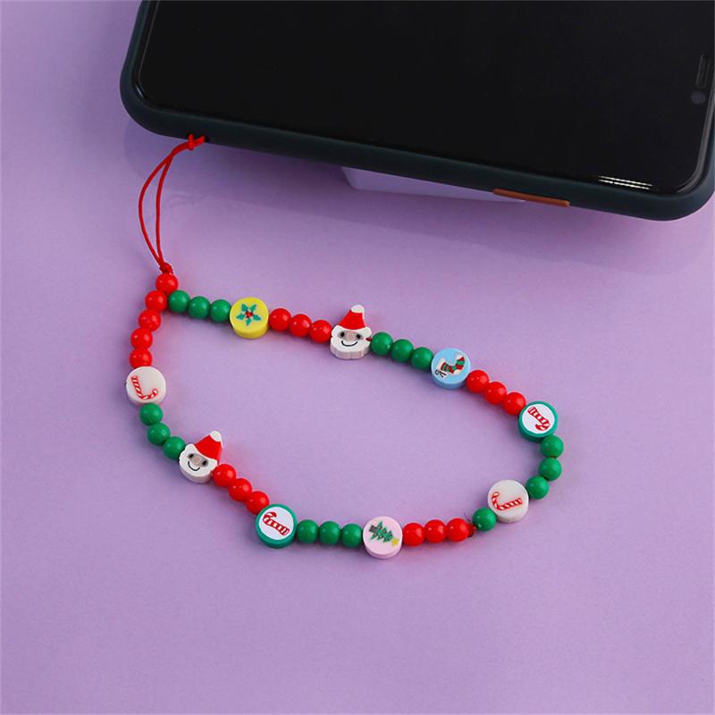 

Chokers Fashion Phone Chain Father Christmas Jewelry Gift Mobile Strap Lanyard Polymer Clay Snowflake Snowman Charm Women