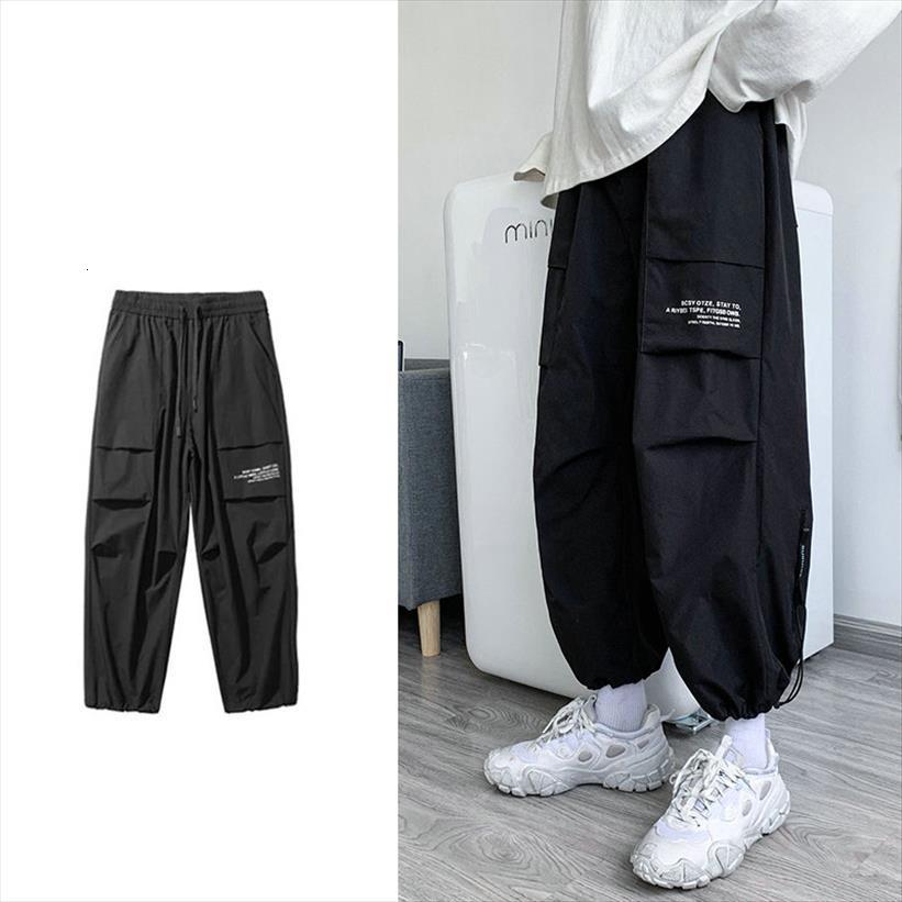 

cargo streetwear harem multi women pants pocket man casual jogger harajuku male fashion trousers s 5xl, Black