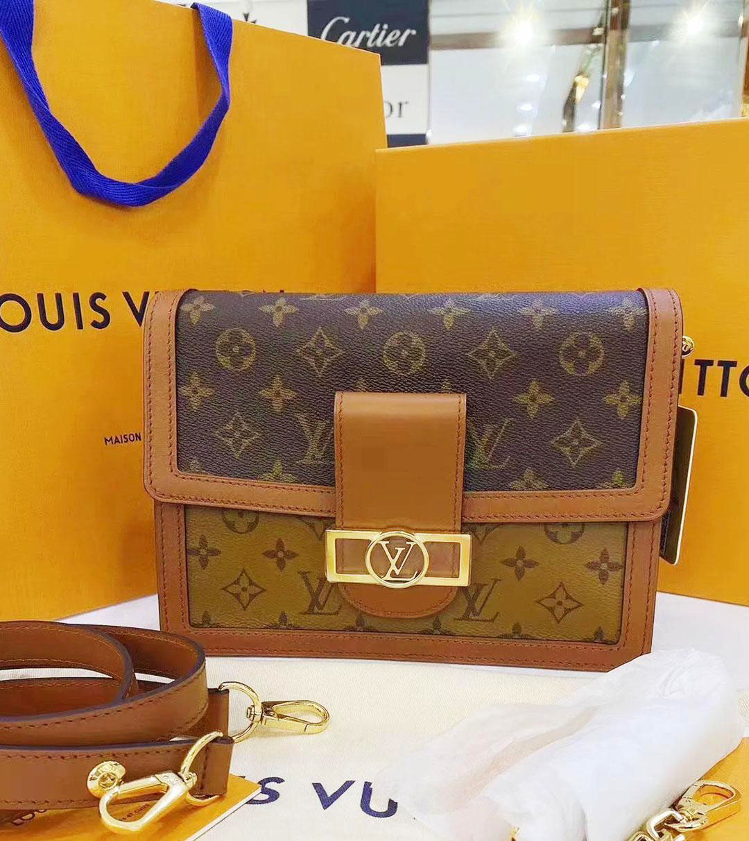 

lv LOUIS BAG VITTON Dauphine luxury Handbags Messenger bag Women Tote Genuine Leather Shoulder Bags crossbody