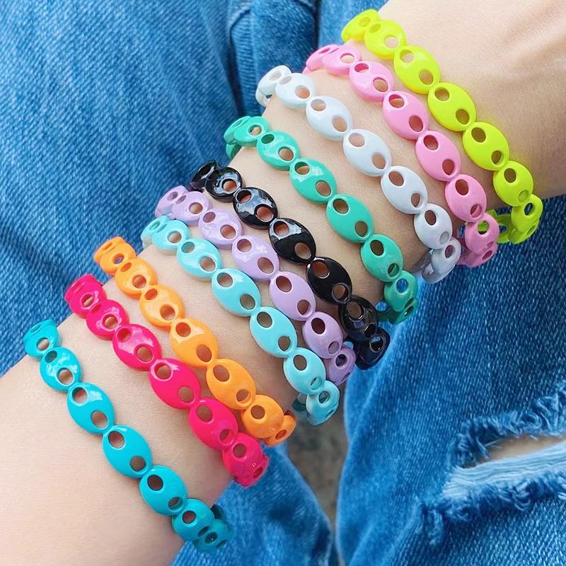 

Bangle 5 Pcs Summer Color Enamel Pig Nose Style Bracele Zircon Bracelet Jewelry For Women 51738
