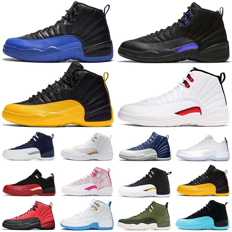 

Jumpman 12s Men Basketball Shoes 12 Dark Concord Reverse Flu Game Royal Indigo University Blue Gold Women Mens Trainers Outdoor Sports Sneakers, 12s dark concord