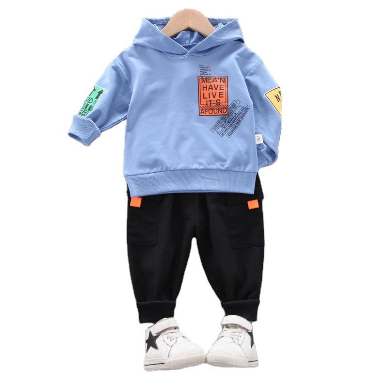 

Clothing Sets Spring Autumn Children Fashion Clothes Baby Girls Boys Casual Letter Hoodies Pants 2Pcs Set Kids Costume Infant Sportswear, Xh latiaomao fblue