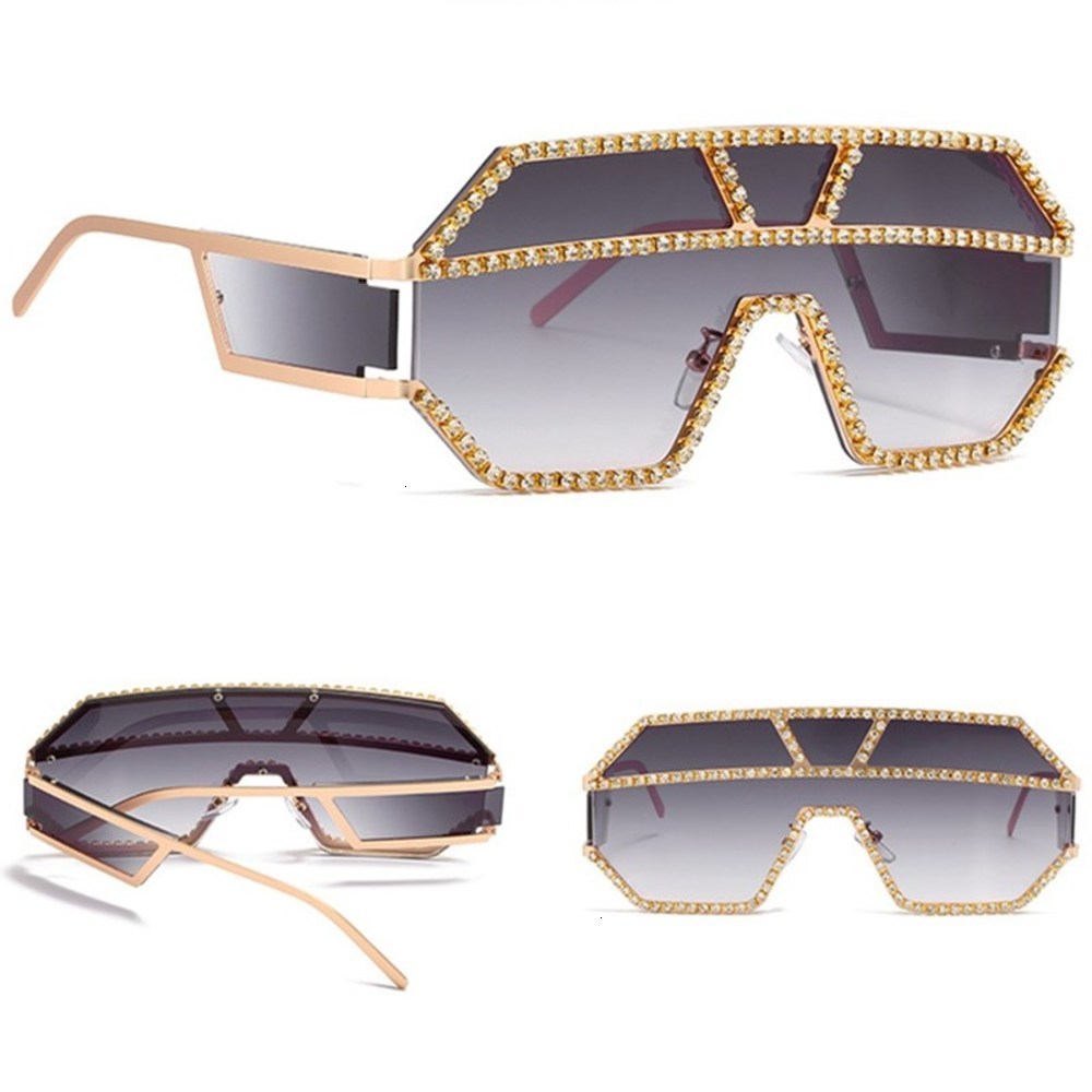 

Highend accessories DLL DL glass New Dign Oversized Metal Eyewear Diamond Shad Rhintone Bling Frame Woman Fashion Sunglass, Black