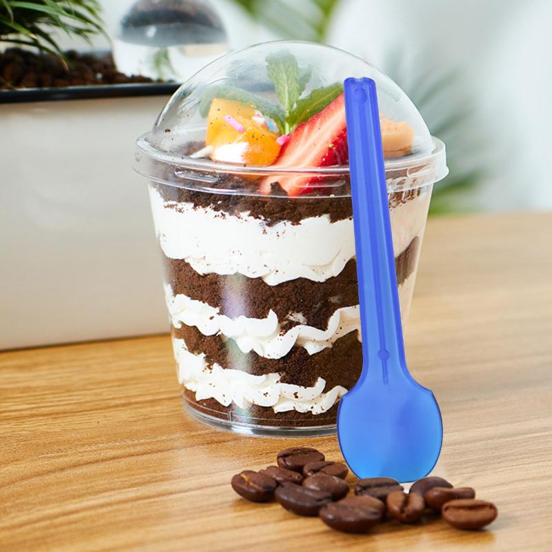 

Disposable Cups & Straws 50 Sets Muffine Cup With Lid Spoon Tiramisu Fruit Pudding Plastic Dessert For Home Bakery (Round Shape