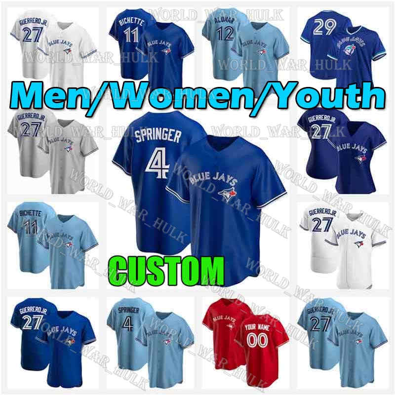 

4 George Springer Baseball Jerseys 11 Bo Bichette 27 Vladimir Guerrero Jr. Cavan Biggio Nate Pearson Hyun-Jin Ryu Lourdes Gurriel Toronto, Men custom 2021 new cool base(lanniao)