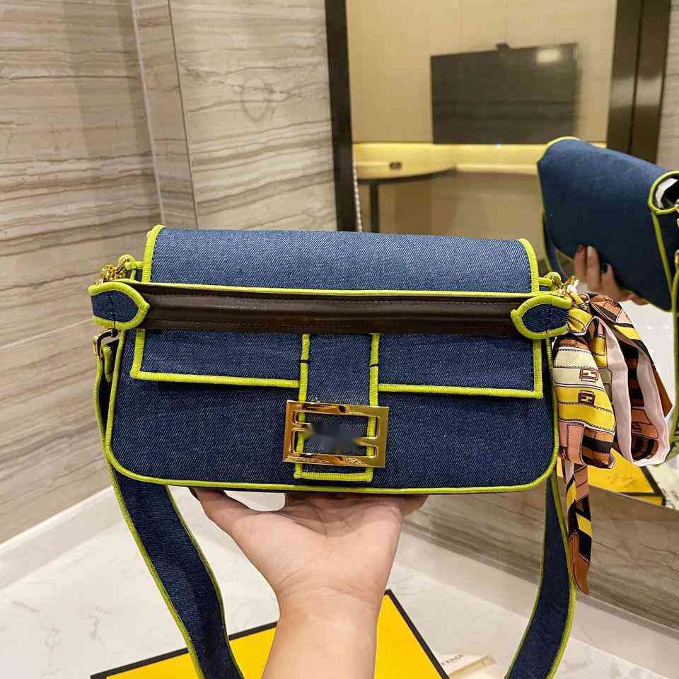 

Luxurys Designer Handbags 2021 Denim New Fend French Stick Bags Single Shoulder Handbag Messenger Bag