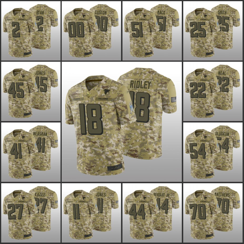 

AtlantaFalconsMen #11 Julio Jones 2 MattRyan 18 Ridley Custom Women Youth Camo Salute to Service Limited Jerseys, Black