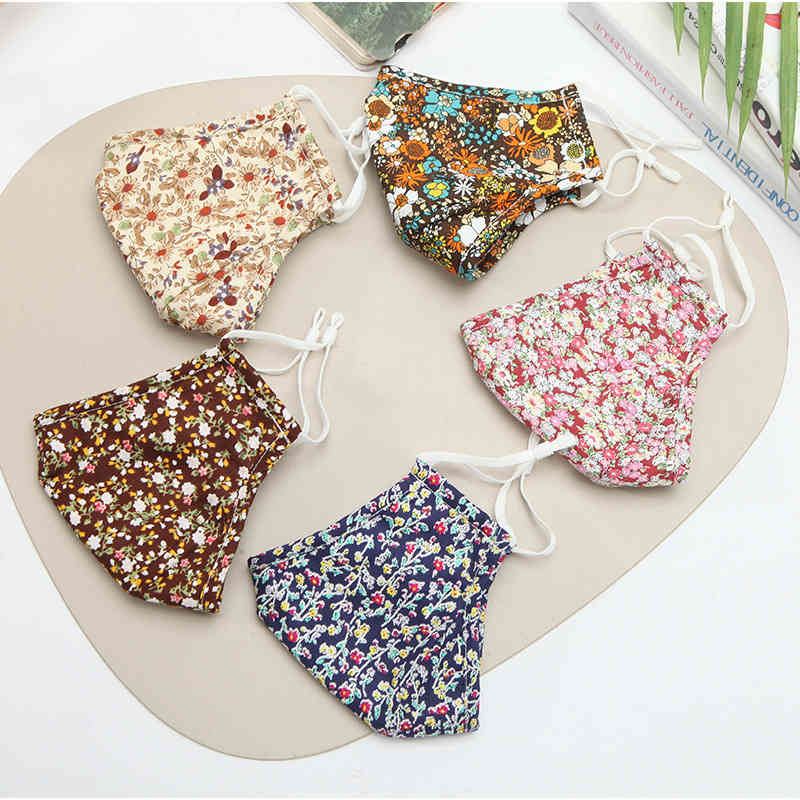 

dust washable cotton printed warm hanging ear mask adjustable